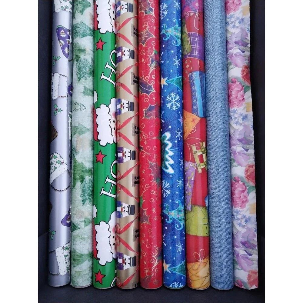 Vintage Christmas Wrap Kit Multicolor Wrapping Paper Bows Holiday Gift Wrap